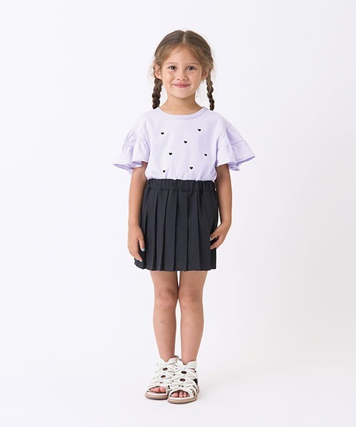 Lycee mine（リセマイン）の「【接触冷感】ハート刺しゅうフリルスリーブTシャツ（Tシャツ/カットソー・キッズ・ラベンダー/ブラック/オフホワイト/レモンイエロー・100cm/110cm/120cm/130cm/140cm/150cm）」の13枚目の写真
