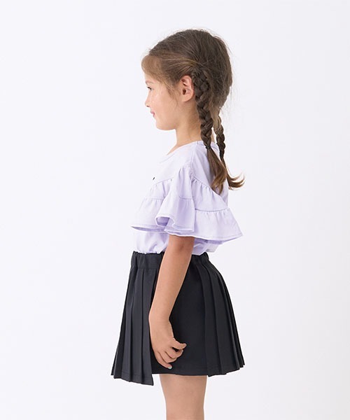 Lycee mine（リセマイン）の「【接触冷感】ハート刺しゅうフリルスリーブTシャツ（Tシャツ/カットソー・キッズ・ラベンダー/ブラック/オフホワイト/レモンイエロー・100cm/110cm/120cm/130cm/140cm/150cm）」の12枚目の写真