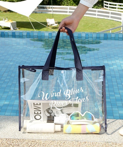Pochi Pouch(ポチポーチ)の「Pochi Pouch/【大容量/PVC】 ビーチ プール バッグ(トートバッグ・レディース・アイボリー/ブラック/ネイビー/レッド・FREE)」の3枚目の写真