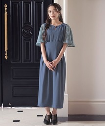 ウエストタックIラインワンピースドレス
