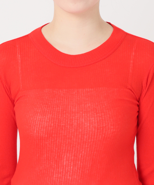 Noble（ノーブル）の「NINETY PERCENT/ナインティーパーセント リブロングスリーブ（Tシャツ/カットソー・レディース・ブラック/ホワイト/レッド・SMALL）」の16枚目の写真