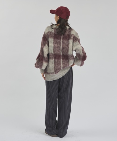 ストライプワイドストレートスラックス/セットアップ着用可能（スラックス）｜MERLOT（メルロー）