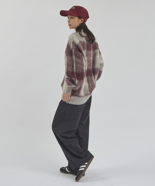 ストライプワイドストレートスラックス/セットアップ着用可能（スラックス）｜MERLOT（メルロー）