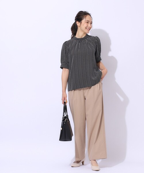 DRESKIP（ドレスキップ）の「◆【2WAY/無理せずキレイ】リボンが華やかさをプラスする 5分袖ブラウス（シャツ/ブラウス・レディース・ブラック系/ブルー系5/アイボリー系・03/02/04）」の15枚目の写真