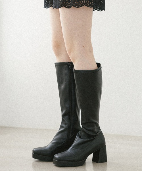 Heather(ヘザー)の「スクエアストレッチロングブーツ 138307(ブーツ・レディース・ブラック・S/M/L)」の22枚目の写真