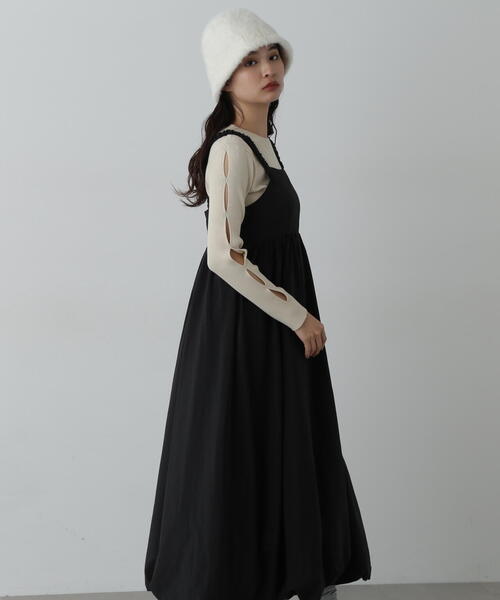 N.（N. Natural Beauty Basic）（エヌエヌナチュラルビューティーベーシック）の「◆バルーンキャミワンピース（ワンピース・レディース・ベージュ/ブラック・MEDIUM）」の5枚目の写真