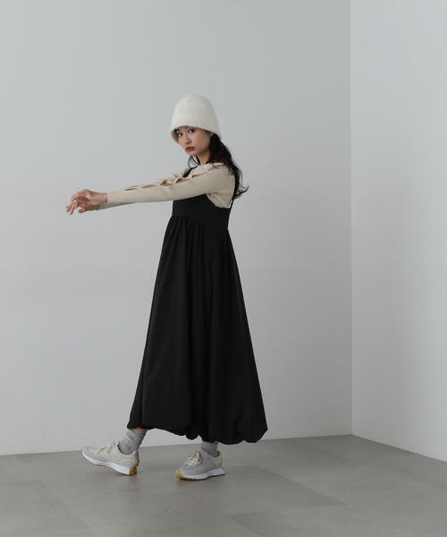 N.（N. Natural Beauty Basic）（エヌエヌナチュラルビューティーベーシック）の「◆バルーンキャミワンピース（ワンピース・レディース・ベージュ/ブラック・MEDIUM）」の7枚目の写真