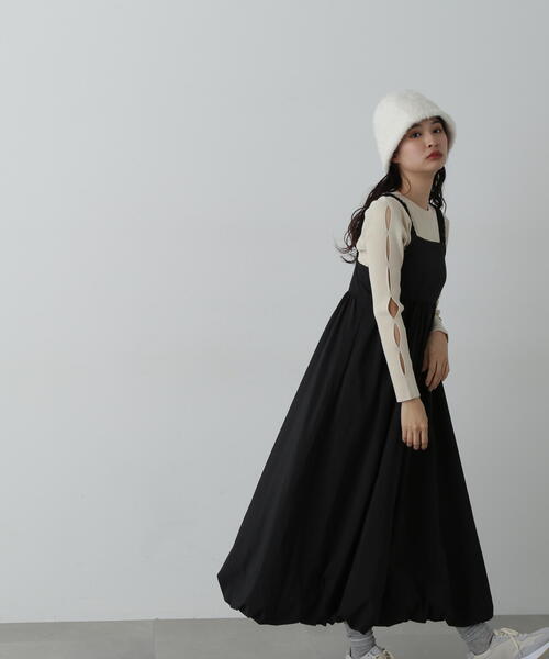 N.（N. Natural Beauty Basic）（エヌエヌナチュラルビューティーベーシック）の「◆バルーンキャミワンピース（ワンピース・レディース・ベージュ/ブラック・MEDIUM）」の2枚目の写真