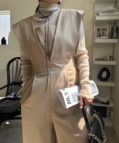 セール】ワイドVネックサロペット/オールインワン（サロペット