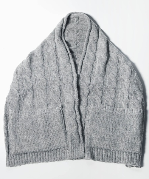 QUEENHEAD（クイーンヘッド）の「ポケット付きケーブルニットストール（ストール/ショール・レディース・グレー/ベージュ/アイボリー・FREE）」の21枚目の写真