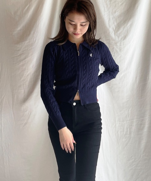 one way（ワンウェイ）の「ダブルファスナーケーブルニット（ニット