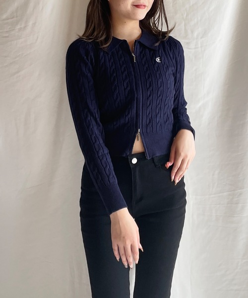 one way（ワンウェイ）の「ダブルファスナーケーブルニット（ニット