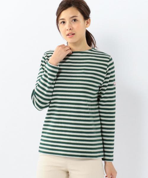 coen(コーエン)の「【MBC】スムースボーダーボートネックカットソー(Tシャツ/カットソー・レディース・オリーブ/ネイビー・MEDIUM/LARGE)」の1枚目の写真