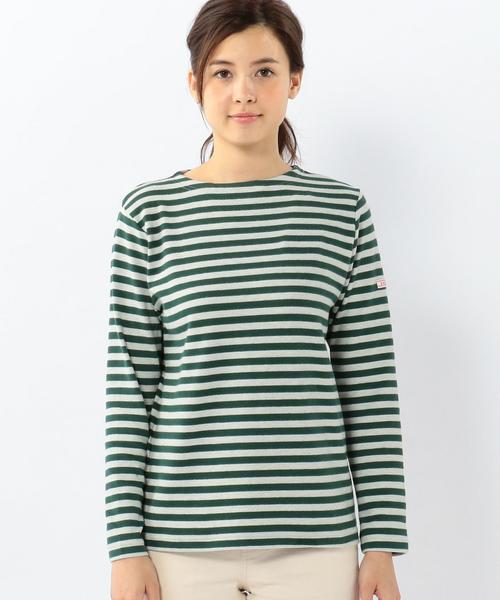 coen(コーエン)の「【MBC】スムースボーダーボートネックカットソー(Tシャツ/カットソー・レディース・オリーブ/ネイビー・MEDIUM/LARGE)」の4枚目の写真