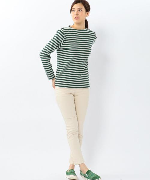 coen(コーエン)の「【MBC】スムースボーダーボートネックカットソー(Tシャツ/カットソー・レディース・オリーブ/ネイビー・MEDIUM/LARGE)」の14枚目の写真