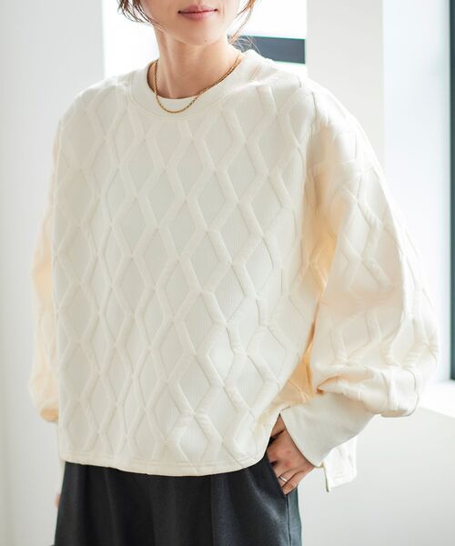 le.coeur blanc(ルクールブラン)の「《WEB限定アイテム》キルティング柄カットソー(Tシャツ/カットソー・レディース・ブラウン/カーキオリーブ/ブラック/アイボリー・38)」の6枚目の写真