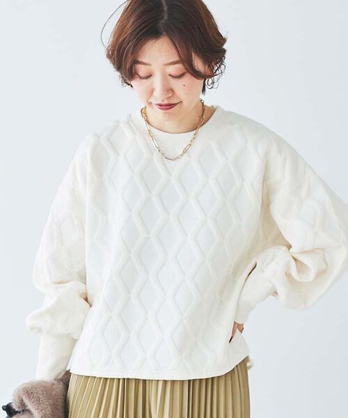 tシャツ 「WEB限定アイテム」キルティング柄カットソー レディース WEB限定アイテム》キルティング柄カットソー（Tシャツ