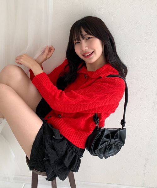 Teem Store(チームストア)の「ビックカラーニットカーディガン(カーディガン/ボレロ・レディース・オレンジ/イエロー/パープル/グリーン/ホワイト/レッド・F)」の15枚目の写真