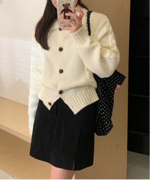 Teem Store(チームストア)の「ビックカラーニットカーディガン(カーディガン/ボレロ・レディース・オレンジ/イエロー/パープル/グリーン/ホワイト/レッド・F)」の21枚目の写真
