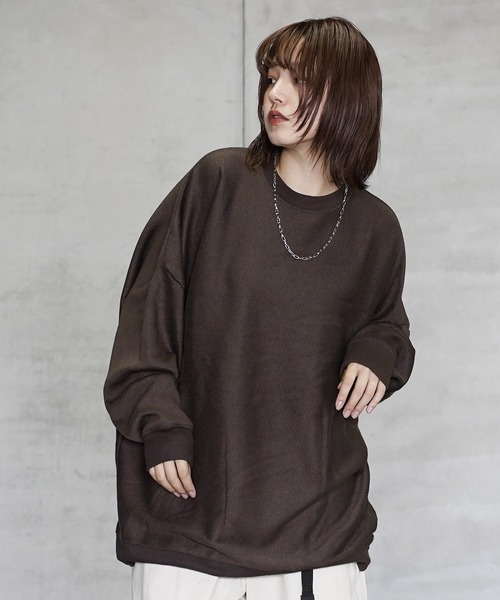 (Never) Acquiesce(ネバーアクイース)の「ミラノリブドルマンニットドルマンニットソー(Tシャツ/カットソー・メンズ・ブラック/グレイッシュベージュ/ワイン/チャコール/ダークブルー/ダークグリーン/ホワイト/ブラウン・MEDIUM/LARGE)」の5枚目の写真