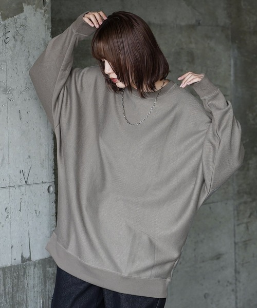(Never) Acquiesce(ネバーアクイース)の「ミラノリブドルマンニットドルマンニットソー(Tシャツ/カットソー・メンズ・ブラック/グレイッシュベージュ/ワイン/チャコール/ダークブルー/ダークグリーン/ホワイト/ブラウン・MEDIUM/LARGE)」の6枚目の写真