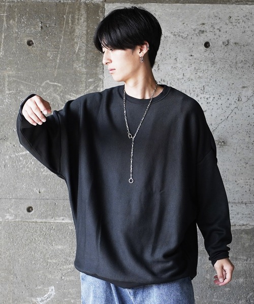 (Never) Acquiesce(ネバーアクイース)の「ミラノリブドルマンニットドルマンニットソー(Tシャツ/カットソー・メンズ・ブラック/グレイッシュベージュ/ワイン/チャコール/ダークブルー/ダークグリーン/ホワイト/ブラウン・MEDIUM/LARGE)」の3枚目の写真