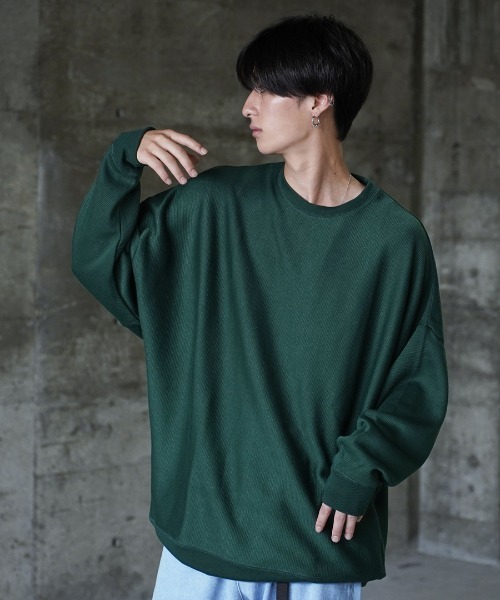 (Never) Acquiesce(ネバーアクイース)の「ミラノリブドルマンニットドルマンニットソー(Tシャツ/カットソー・メンズ・ブラック/グレイッシュベージュ/ワイン/チャコール/ダークブルー/ダークグリーン/ホワイト/ブラウン・MEDIUM/LARGE)」の1枚目の写真
