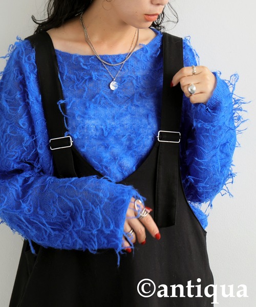 antiqua（アンティカ）の「裏毛サロペットワンピース（ワンピース・レディース・チャコールグレー/ブラック・ONESIZE）」の15枚目の写真