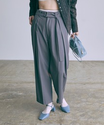 Belted Tuck Wide Pants