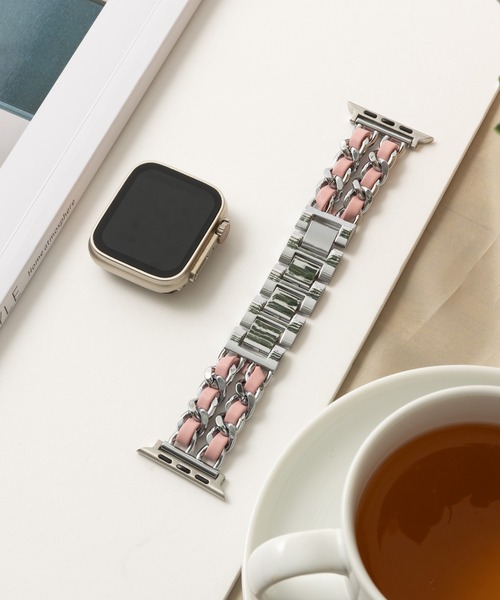 emonique(エモニーク)の「スマートウォッチバンド Apple Watch バンド 合金【38/40/41/42/44/45/49mm対応】(デジタル腕時計・レディース・ブラック/ホワイト/ピンク・42/38)」の1枚目の写真