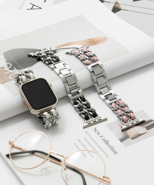 emonique(エモニーク)の「スマートウォッチバンド Apple Watch バンド 合金【38/40/41/42/44/45/49mm対応】(デジタル腕時計・レディース・ブラック/ホワイト/ピンク・42/38)」の4枚目の写真