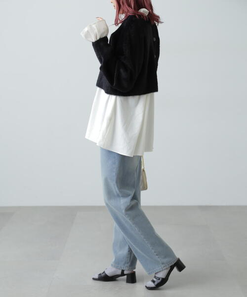 FREE'S MART(フリーズマート)の「◇前後2WAYショートシャギー短丈ニット(カーディガン/ボレロ・レディース・ホワイト/ブラック/ライトグリーン/パープル・FREE)」の12枚目の写真