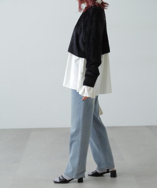 FREE'S MART(フリーズマート)の「◇前後2WAYショートシャギー短丈ニット(カーディガン/ボレロ・レディース・ホワイト/ブラック/ライトグリーン/パープル・FREE)」の13枚目の写真