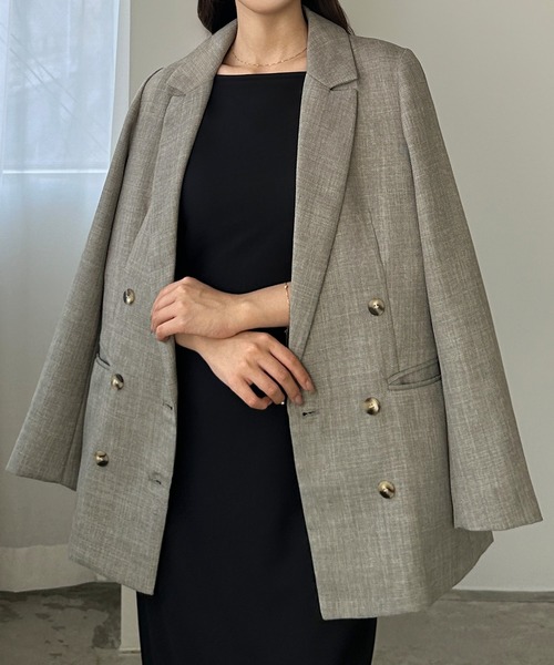 Louere（ルエレ）の「リネンライクシャツジャケット（テーラードジャケット・レディース・ベージュ/グレイッシュベージュ/ブラック/ナチュラル/グレー・SMALL/MEDIUM/LARGE/X-LARGE）」の3枚目の写真