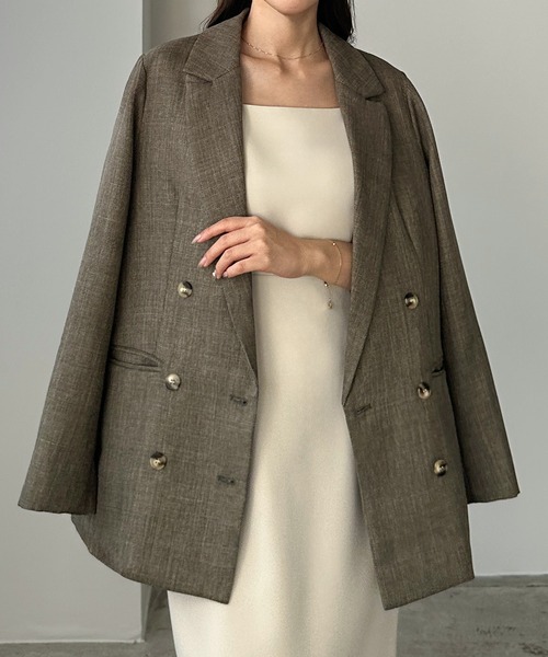 Louere（ルエレ）の「リネンライクシャツジャケット（テーラードジャケット・レディース・ベージュ/グレイッシュベージュ/ブラック/ナチュラル/グレー・SMALL/MEDIUM/LARGE/X-LARGE）」の5枚目の写真