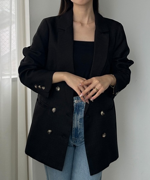 Louere（ルエレ）の「リネンライクシャツジャケット（テーラードジャケット・レディース・ベージュ/グレイッシュベージュ/ブラック/ナチュラル/グレー・SMALL/MEDIUM/LARGE/X-LARGE）」の13枚目の写真