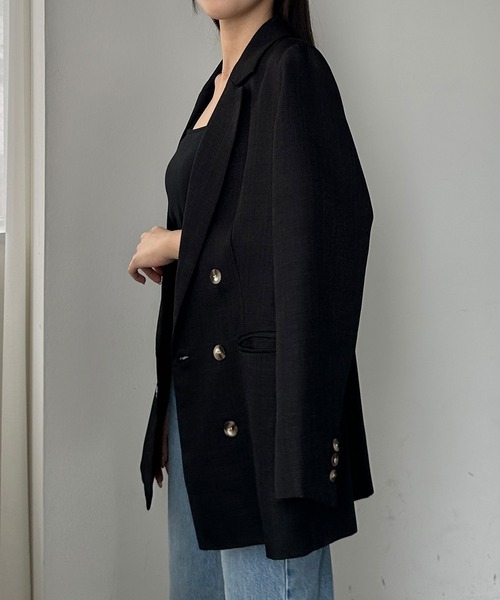 Louere（ルエレ）の「リネンライクシャツジャケット（テーラードジャケット・レディース・ベージュ/グレイッシュベージュ/ブラック/ナチュラル/グレー・SMALL/MEDIUM/LARGE/X-LARGE）」の14枚目の写真