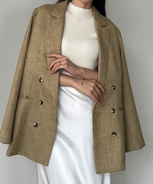 Louere（ルエレ）の「リネンライクシャツジャケット（テーラードジャケット・レディース・ベージュ/グレイッシュベージュ/ブラック/ナチュラル/グレー・SMALL/MEDIUM/LARGE/X-LARGE）」の22枚目の写真