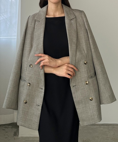 Louere（ルエレ）の「リネンライクシャツジャケット（テーラードジャケット・レディース・ベージュ/グレイッシュベージュ/ブラック/ナチュラル/グレー・SMALL/MEDIUM/LARGE/X-LARGE）」の7枚目の写真