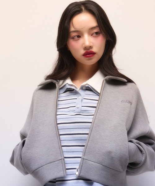 EIMY ISTOIRE(エイミーイストワール)の「ジャージーブルゾンセットアップ(セットアップ・レディース・ブラック/サックスブルー/グレー・F)」の5枚目の写真