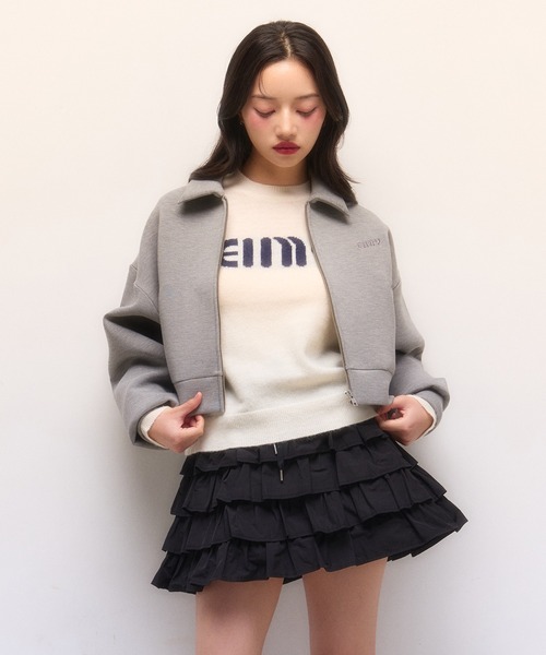 EIMY ISTOIRE(エイミーイストワール)の「ジャージーブルゾンセットアップ(セットアップ・レディース・ブラック/サックスブルー/グレー・F)」の7枚目の写真