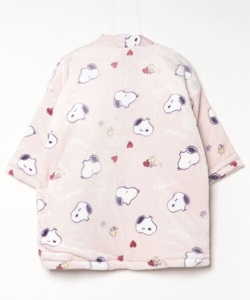 PEANUTS（ピーナッツ）の「PEANUTS SNOOPY（ピーナッツ スヌーピー）キャラクターふわもこボアフリース起毛総柄半纏/ちゃんちゃんこ/（ガウン/バスローブ・レディース・ブルー/チャコールグレー/ピンク/レッド・FREE）」の5枚目の写真