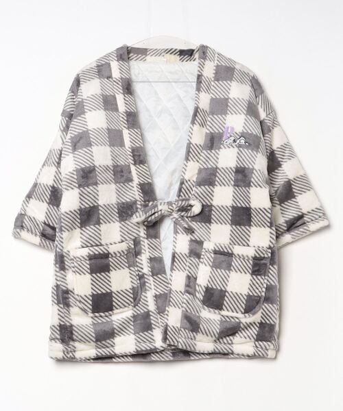 PEANUTS（ピーナッツ）の「PEANUTS SNOOPY（ピーナッツ スヌーピー）キャラクターふわもこボアフリース起毛総柄半纏/ちゃんちゃんこ/（ガウン/バスローブ・レディース・ブルー/チャコールグレー/ピンク/レッド・FREE）」の8枚目の写真