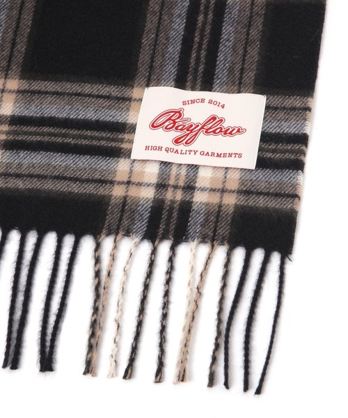 BAYFLOW（ベイフロー）の「チェックマフラー（マフラー・メンズ・グリーン/ブラック/ベージュ・FREE）」の8枚目の写真