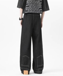 FUNALIVE | ABETTOR 12.5oz ブラスト加工逆さデザインルーズストレートデニムパンツ(デニムパンツ)