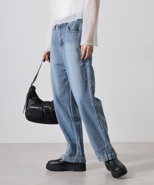FUNALIVE(ファンアライブ)の「ABETTOR 12.5oz ブラスト加工逆さデザインルーズストレートデニムパンツ(デニムパンツ・メンズ・インディゴブルー/ブラック・M/L)」の17枚目の写真