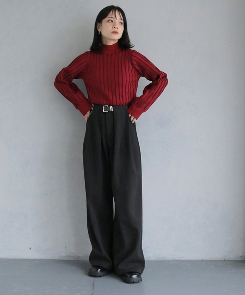 cheriella(シェリエラ)の「【cheriella】ベルト付きタックワイドパンツ(その他パンツ・レディース・ブラウン/グレー/ブラック・M)」の2枚目の写真