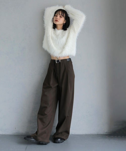 cheriella(シェリエラ)の「【cheriella】ベルト付きタックワイドパンツ(その他パンツ・レディース・ブラウン/グレー/ブラック・M)」の14枚目の写真