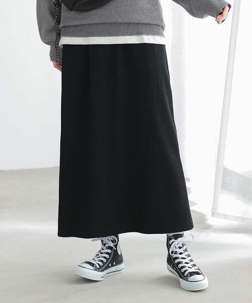 n'OrLABEL（ノアールレーベル）の「『リブニットソースカート』（スカート・レディース・チャコール/モカ/ブラック・1/2）」の2枚目の写真