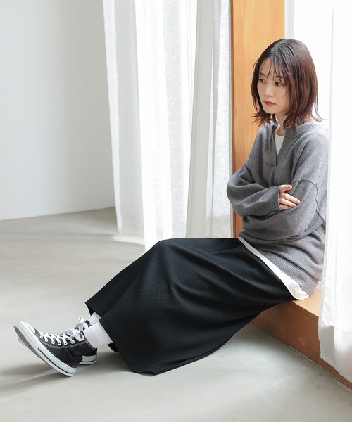 n'OrLABEL（ノアールレーベル）の「『リブニットソースカート』（スカート・レディース・チャコール/モカ/ブラック・1/2）」の17枚目の写真